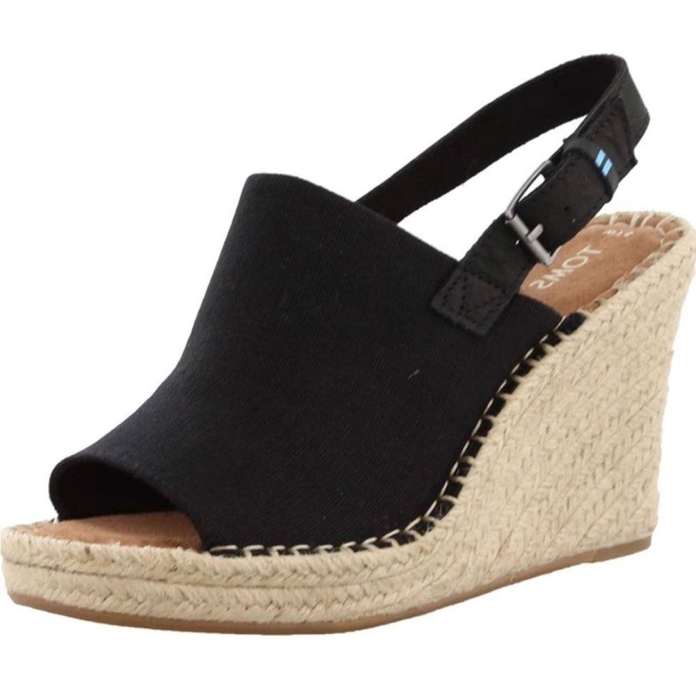 TOMS Black Suede Wedge Sandals